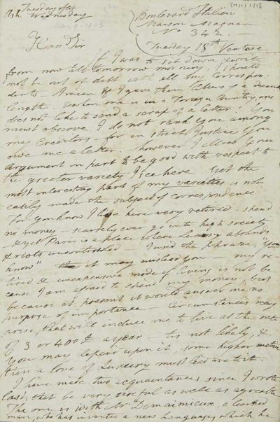 TM/1/1/13-Letter from Thomas Manning, Paris, 9 March 1802