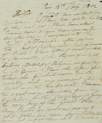 TM/1/1/16-Letter from Thomas Manning, Paris, 13 July 1802