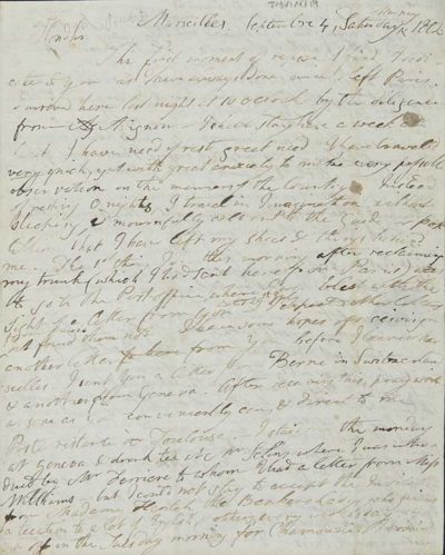 TM/1/1/19-Letter from Thomas Manning, Marseilles, France, 4 September 1802