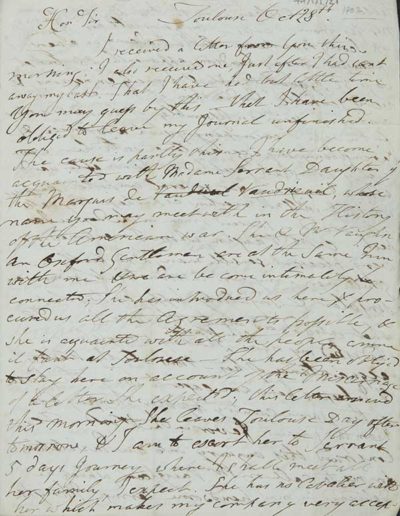 TM/1/1/21-Letter from Thomas Manning, Toulouse, France, 28 October 1802