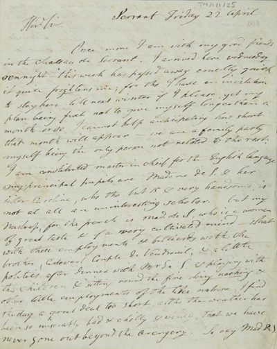TM/1/1/25-Letter from Thomas Manning, Chateau de Serrant, France, 22 April 1803