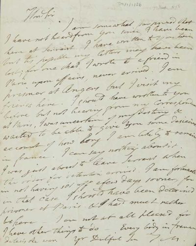 TM/1/1/26-Letter from Thomas Manning, Chateau de Serrant, France, 7 June 1803