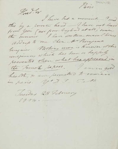TM/1/1/31-Letter from Thomas Manning, Paris, 28 February 1804