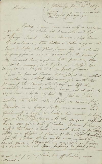 TM/1/1/39-Letter from Thomas Manning, Canton, 14 January 1807