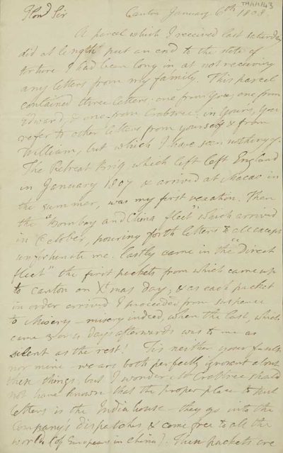 TM/1/1/43-Letter from Thomas Manning, Canton, 6 January 1808