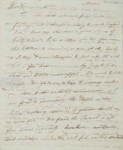 TM/1/1/46-Letter from Thomas Manning, Macao, [18 August 1808]