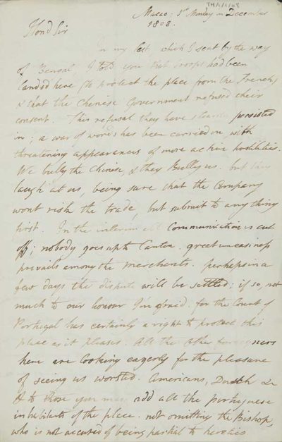 TM/1/1/48-Letter from Thomas Manning, Macao, December 1808