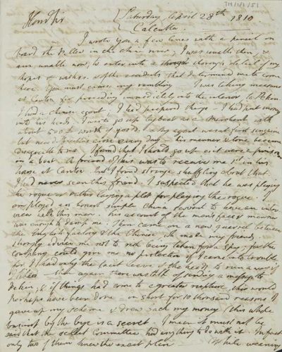 TM/1/1/51-Letter from Thomas Manning, Calcutta, 28 April 1810