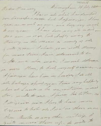 TM/2/1/05-Letter from Robert Lloyd, 15 February 1800