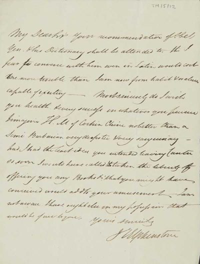 TM/5/12 Letter from J Elphinstone to Thomas Manning