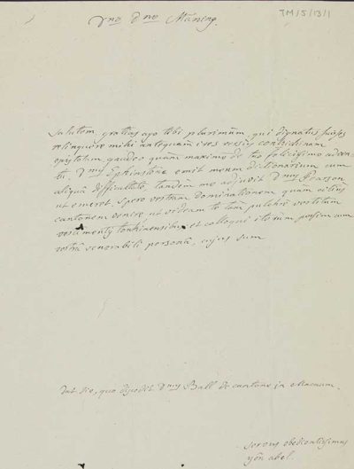 TM/5/13 Letter from yen Abel to Thomas Manning after his recommendation by Elphinstone