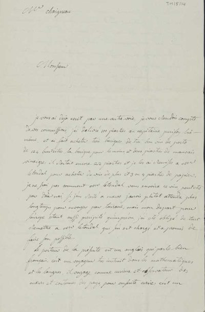 TM/5/14 Letter from [L.M. de la Bipachere] to Monsieur Chaigneau,