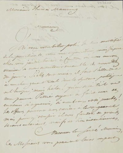 TM/5/15 Letter to Thomas Manning from [F S ]Mayo.[Spanish chief]