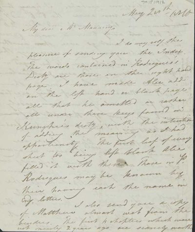 TM/5/19/2-Letter from Joshua Marshman, 20 May 1810