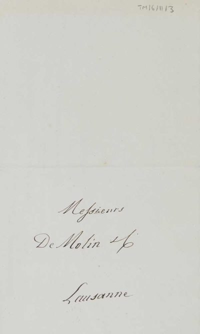 TM/6/11/3 Letter of introduction for Thomas Manning to Messieurs de Molin at Lausanne from [ Du Tressne] in Florence