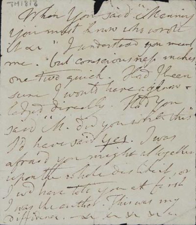 TM/8/3 Note from Manning admitting authorship when he had been diffident talking to the letter’s recipient