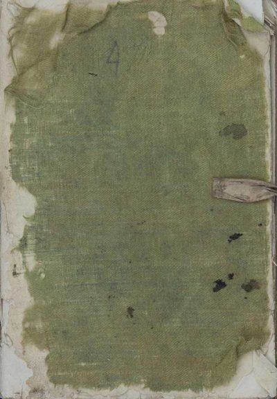 TM/9/3-Chinese notebook, small green cloth covered,  including original pencil