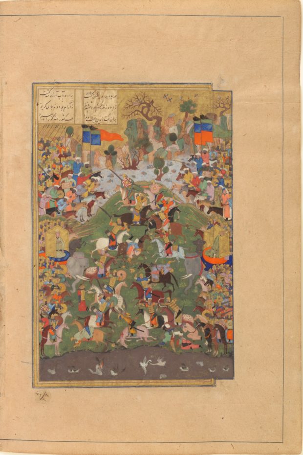 [RAS Persian 239, 430b] Talhand in battle against his brother Gav