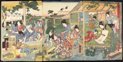 [RAS 077.001, 019-021] Women and children engaged in silk-worm cultivation