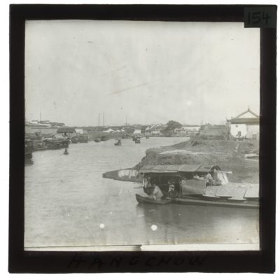 [Glass Slide.01/(154)] River with Sampans, Hangzhou