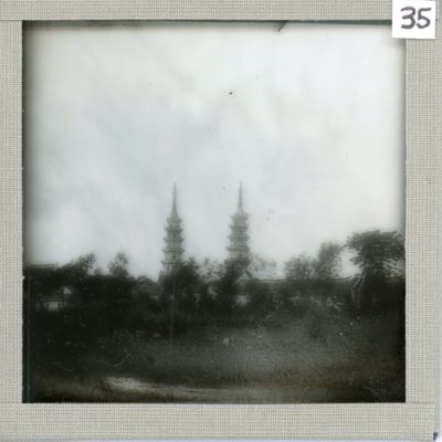 [Glass Slide.01/(035)] Twin pagodas at Luohanyuan Temple, Suzhou