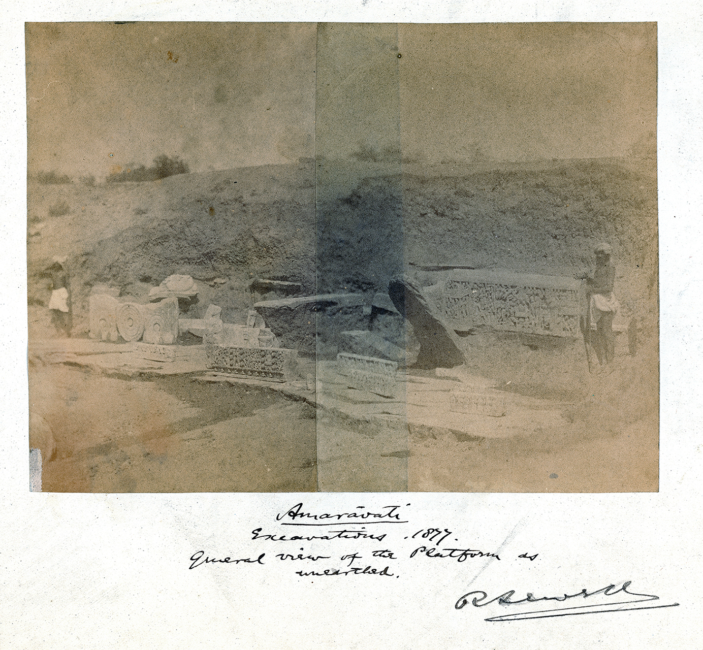[Photo.34/(017)] Amaravati. Excavations, 1877. General view of the platform as unearthed.
